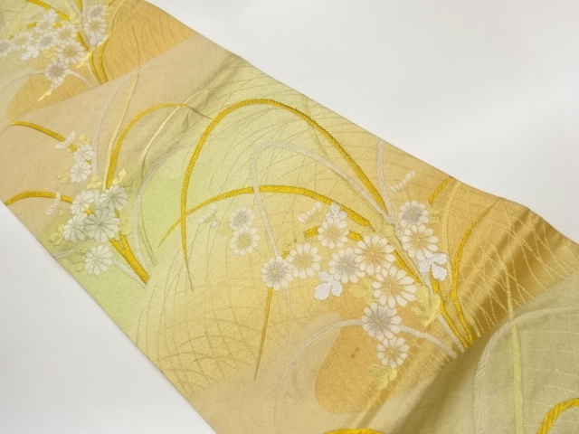 JAPANESE KIMONO / FUKURO OBI / CHRYSANTHEMUM PATTERN WOVEN THE GRASS L